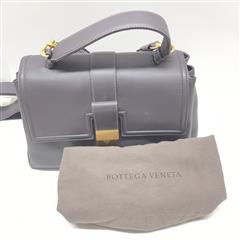 BOTTEGA VENETA LEATHER TOP HANDLE CROSSBODY BAG GRAY